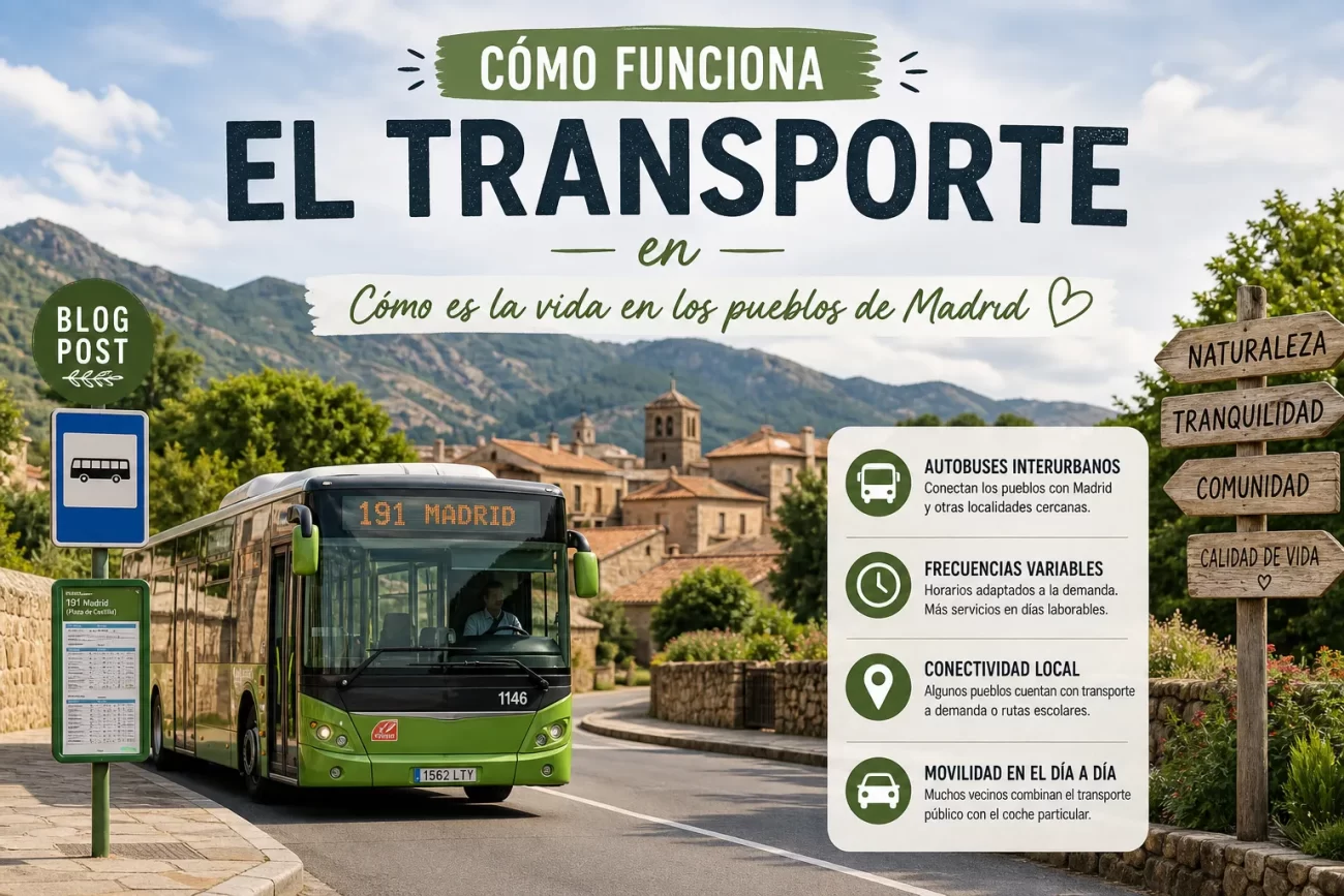 cómo funciona el transporte en Cómo es la vida en los pueblos de Madrid